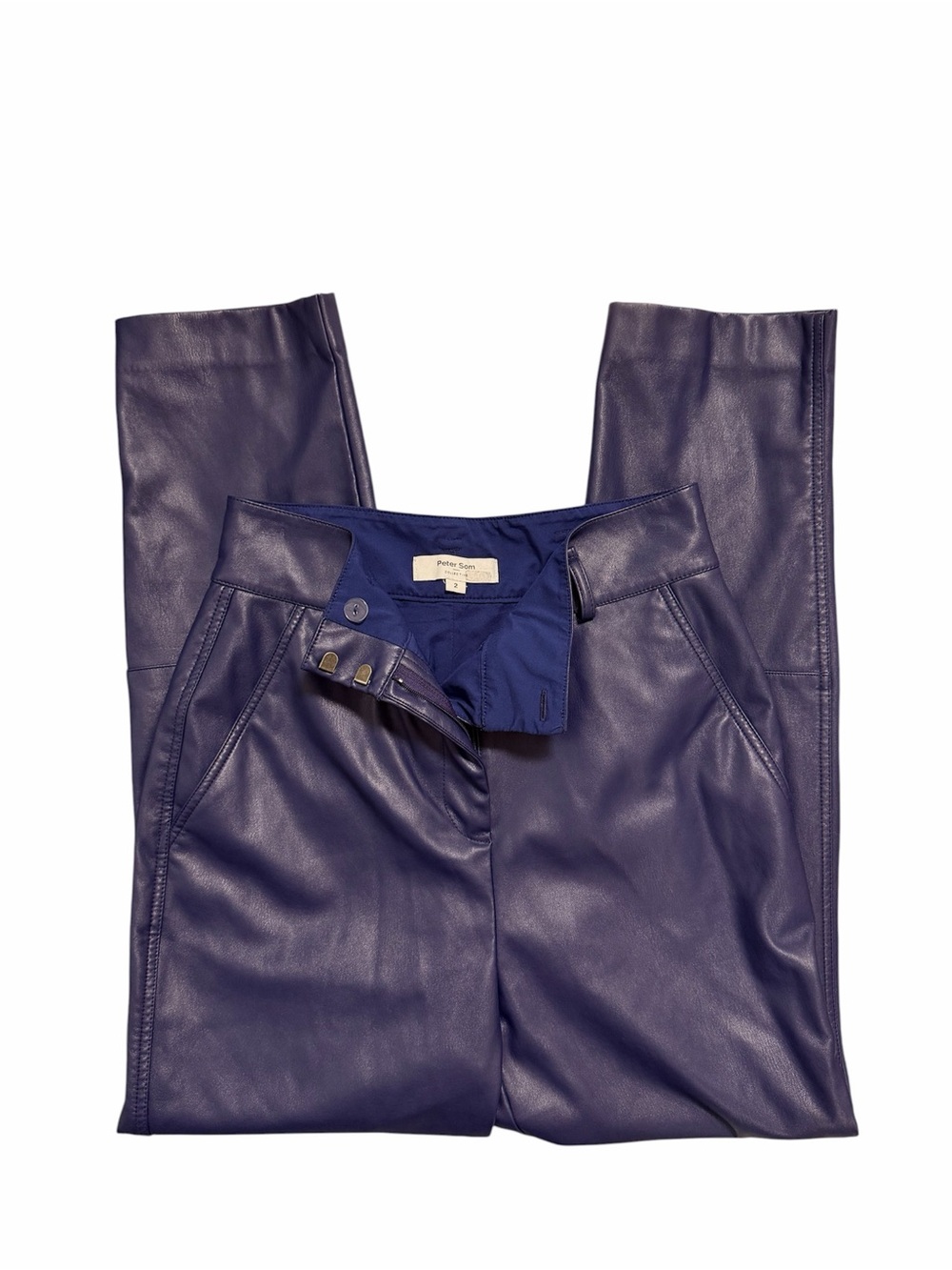 Peter Som X RTR Faux Leather Blue Pants Size 2